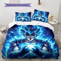 Son Goku Pattern Bedding,Quilt Set Quilt Cover Pillowcase Home Birthday Gift (1 * duvet cover + 2 * pillowcase, without core) 135x200cm