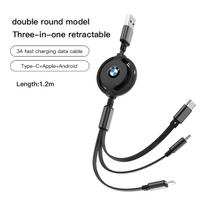 Car 3 in 1 USB Cable Type C Micro USB Fast Charging Cable For BMW E46 E90 E60 F30 F10 E39 i3 i4 X1 X2 X3 X5 X4 X6 X7 M3 M4 M5 M2 juoda