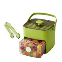 48 Cube Ice Maker with Easy Push Release Lid Ice Bin Built-in Storage Box Ice Cube Tray for Whiskey Cocktails Coffee Beverages žalia