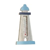 Vintažinis medinis pakrantės sieninis termometras Jūrinės žuvies/Švyturio/Buriuotojo laivo/Kotedžo formos temperatūros matuoklis svetainei, miegamajam, viešbučio koridoriui B gray