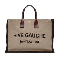 [Naudotas] YSL Rive Gauche Logotipas Didelės Talpos Drobės Ir Odos Pirkinių Krepšys - Geros Būklės #LCOLNA ONE SIZE gray