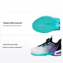 Anta Wind Mesh Durable Breathable Mid-Top Kids Basketball Shoes Kids sneaker Grass-Purple White 312321118H-7 38