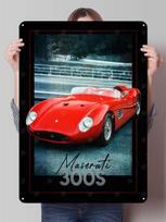 Maserati Klasikinio Automobilio Metalinis Plakatas Miegamojo Dekoras Svetainės Dekoras Vyrams Individualūs Metaliniai Skardos Ženklai Garažo Sienos Meno Dekoras 20x30cm（7.8x11.8inch） red