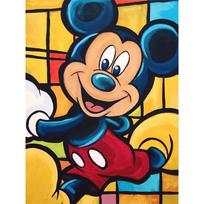 Disney Diamond Stained Window Mickey Mouse Decorative Painting DIY Kit Adult Arts and Crafts Home Decor and Gift Round 20x30cm