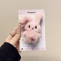 Magnetic Magsafe-Compatible Pink Plush Rabbit Phone Holder with Retractable Air Cushion white
