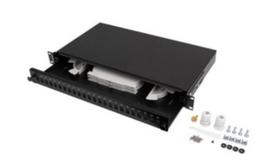 Lanberg Rackmount 19" 1U Fiber Patch panel 24xSC Simplex/24XLC Duplex Black with Accessories | FOP1-24SS-LDB