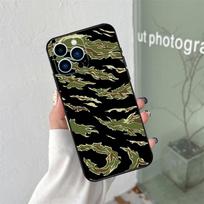 Humor Tiger Stripe Camo Army Silicone Soft Case For iPhone 17 Air 11 14 15 16 Pro Max 12 13 Mini 16e 16 Plus Back Cover For iPhone 11