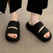 Fashion Flats Platform Women Slippers Fashion Designer Shoes Dress Summer Woman's Sandals 2025 Casual Slides Luxury Zapatos De Mujer 35 juoda