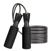 Skipping Rope Length Adjust Foam Handle Prevent Slip Steel Wire Exercise Speed Rope for Outdoor Black juoda