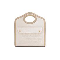 Burberry Horseferry Embossed Canvas Tote Bag, Beige White, Casual Top Handle Shoulder Bag for Women 80429951 Basic Set (Bag+Dust Bag)