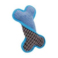 Plush Bone Dog Chew Toy Bite Resistant Squeaky Stuffed Bone Interactive Toy mėlyna
