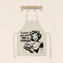 Funny Baking Apron, Retro Housewife  Shut The Focupcakes  Print Kitchen Bib, Novelty Cooking Gift, Irreverent Chef Apron 38X47cm(15X19in)