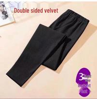 Double-Sided German Velvet Elastic Waistband Pants – Warm, Anti-Cold, Plus-Size, Autumn/Winter Style. M juoda