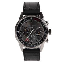 Solar Chronograph 10 ATM Water Silicone Leather Black Strap [Mauro Gerardi] Men's Watch, Resistant, & (MJ063-1/Gunmetal)