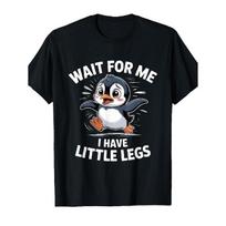 Wait for Me I Have Little Legs Penguin T-Shirt S juoda