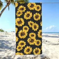 1pc Black Sunflower Microfiber Beach Towel Quick Dry Super Absorbent Sand Free Soft Oversized Bath Towels Bathroom Accessories 40X60CM yellow