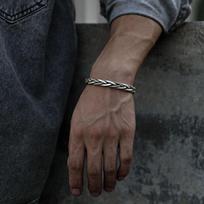 Men's Thai Silver Twisted Woven Opening Bangle Vintage Neutral Adjustable Bracelet for Birthday Gift Fashion Jewelry OneSize