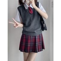 San Keng Cute Multicolor Pullover Sweater Vest - Basic Style JK Uniform Knitwear XL tamsiai pilka spalva