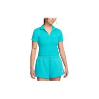 Nike Sportswear Essentials Solid Color Cropped Short-Sleeve Polo Shirt Women Tops Teal DV7885-345 M blue