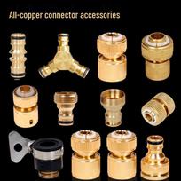 All-Copper Multi-functional Water Inlet & Hose Connector for Car Wash and Washing Machine 1/2"-3/4" Faucet Connector beige