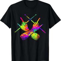 Drummer Drum Sticks Rock & Roll Hand Horns Kids Boys T-Shirt S juoda