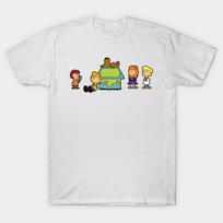 Men Black Print T-shirt Scooby-Doo And The Mystery Machine Crew No-Cut Heat Transfer Print Cotton Tshirt XL balta