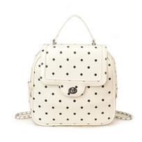Vintage Red Polka Dot Backpack Retro PU Leather Handbag With Chain For Women Casual Daily Commute Fashi Purse Gifts For Girls