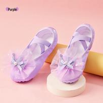 Girls' Ballet Dance Shoes with Crown Design for Performances 37 violetinė