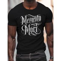 Memento Mori  Graphic Tee for Men - Plus Size, Casual Summer T-Shirt with Geometric Design, Machine Washable, PLUS SIZE 2XL juoda