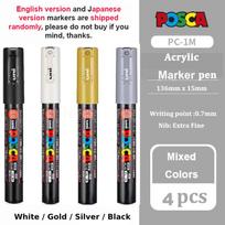 Posca Acrylic Markers Uni PC-1M/3M/5M All Range Colors Set, Reversible Tips Multi-surface Waterbase Lightfast Quality Stationery