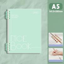 Durable 60 Sheet A5 Loose-leaf Notebook Detachable Binder Ring Stationery Binder Ring Notebooks Refillable PP Cover Notebook šviesiai žalios spalvos