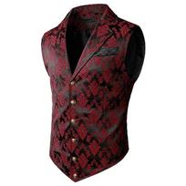 Men's Suit Vest, Fashionable British Retro Vest, Casual Suit, Slim Fit Vest S raudona