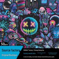 50 Cyberpunk Neon Waterproof Stickers: Colorful & Creative for Scrapbooking & Storage Box Decoration No