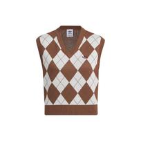 Adidas Originals Plaid Print V-Neck Pullover Sports Vest Women Tops Brown White IX7815 XS
