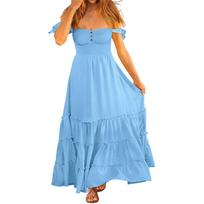 Women's Fashion -Color Short-Sleeve Dress L
