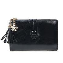 Women Short Wallet Vintage Oil Wax PU Leather Zipper Coin Purse Tassel Card Holder Multi Card Slot Small Lady Wallet juoda