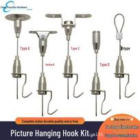 Nerūdijančio plieno vielinio lyno tvirtinimo elementas paveikslų ir ženklų kabinimui 1 Hook Set with Rope 2.5m