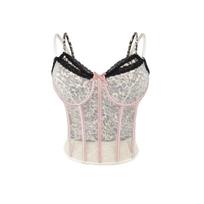 Leopard Print Mesh Camisole Vest for Women - Summer Sleeveless Fishbone Design Top Small abrikosas