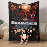 1pc Rammstein-Inspired Home Decor: Cozy Flannel Blanket, Perfect Gift for Bedroom, Living Room, Travel, Camping, Car, Beach, Office Naps, Ideal Sofa T 130x150cm gray