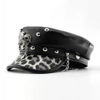 Béret de Style Punk pour femmes, casquette militaire en cuir Pu noir à dessus plat, accessoires pour femmes 57