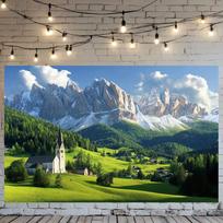 2D Italy Dolomites Mountain Scenery Tapestry Wall Hanging 47.2x31.5inch/120*80cm
