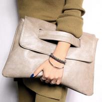 Retro Dinner Clutch Bag Large Capacity Wrist Bag chaki