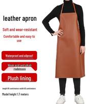Fleece-Lined PU Leather Waterproof Apron