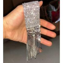 Diamond-encrusted wide-sided fringed bracelet, cold wind, trendy temperament, exaggerated bracelet, design sense, niche jewelry