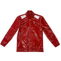 Raudona užtrauktuku Michael Jackson MJ Beat It striukė impersonatoriams PU oda Punk kasdienis paltas Helovino scenos Kalėdų viršutinis drabužis XS red