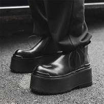 men's fashion punk hip hop high platform boots slip-on natural leather shoes cowboy chunky boot designer ankle chelsea botas man 240 juoda