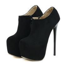 Fashion Liyke Sexy Party Nightclub Strip Pole Dance Shoes Spring Autumn Solid Round Toe Zip 16CM Super High Heels Women Platform Pumps 35 juoda