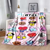 2026 New Cartoon  Anime Collection BT21 Adorable Blanket  UltraSoft Childrens Throw Perfect for Travel Sofas Picnics 75x100cm