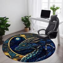 1pc Dragon Fantasy Office Round Area Rug, Under Office Chairs Bedroom Living Room Home Decor, Room Deco, Available in Various Sizes L1024270 80cm by 80cm
