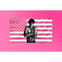1pc Jacob EElordi Euphoria Star Pink American Flag Tapestry Frat Dorm Bedroom Fan Gift Decor 74x94cm(29x37in)